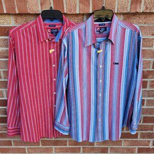 Chaps Button Down Shirts Men's Size Large Lot of 2 Easy Care Striped